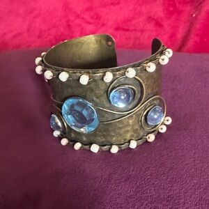 Elegant Blue and Gold Cuff Bracelet